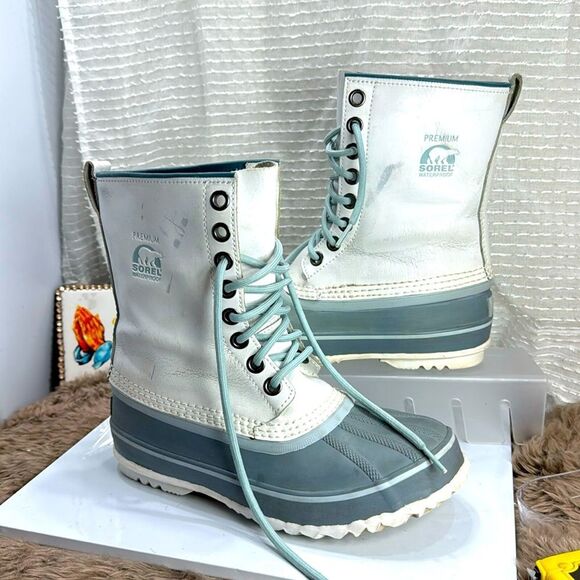 (R2) SOREL 1964 MEN'S PREMIUM T WATERPROOF LEATHER SNOW BOOTS, SIZE 8 - Picture 1 of 15